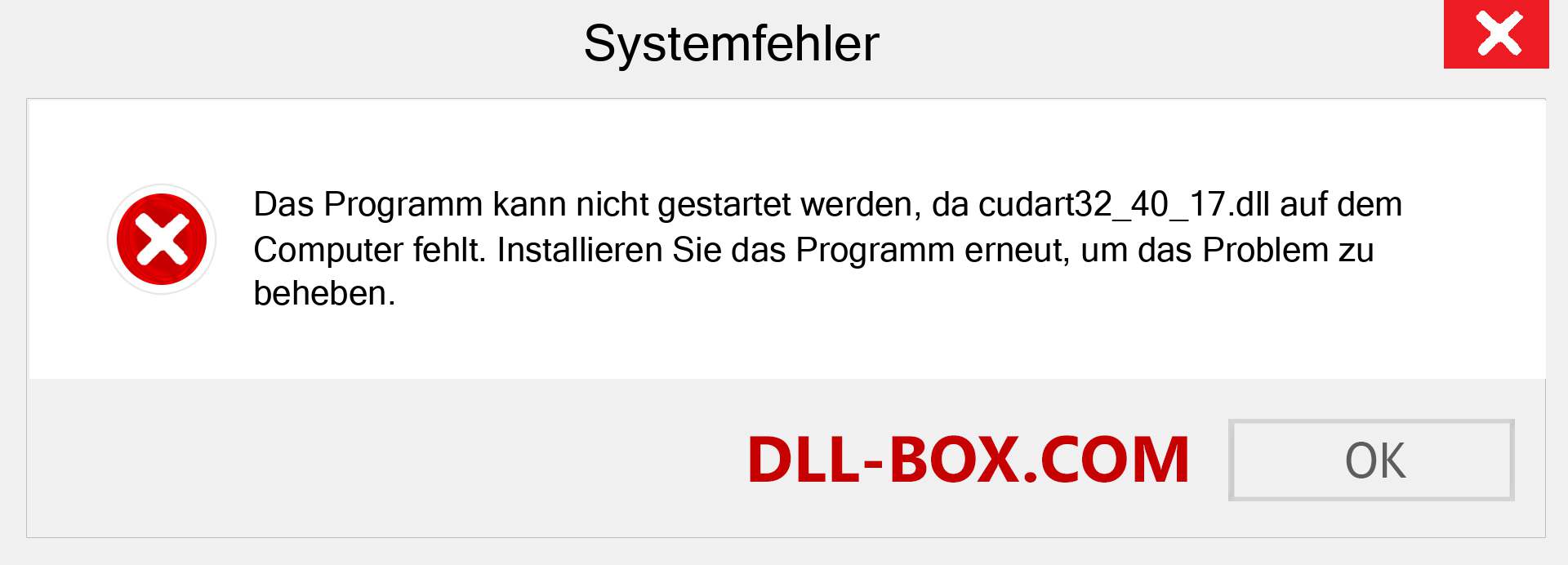 cudart32_40_17.dll-Datei fehlt?. Download für Windows 7, 8, 10 - Fix cudart32_40_17 dll Missing Error unter Windows, Fotos, Bildern